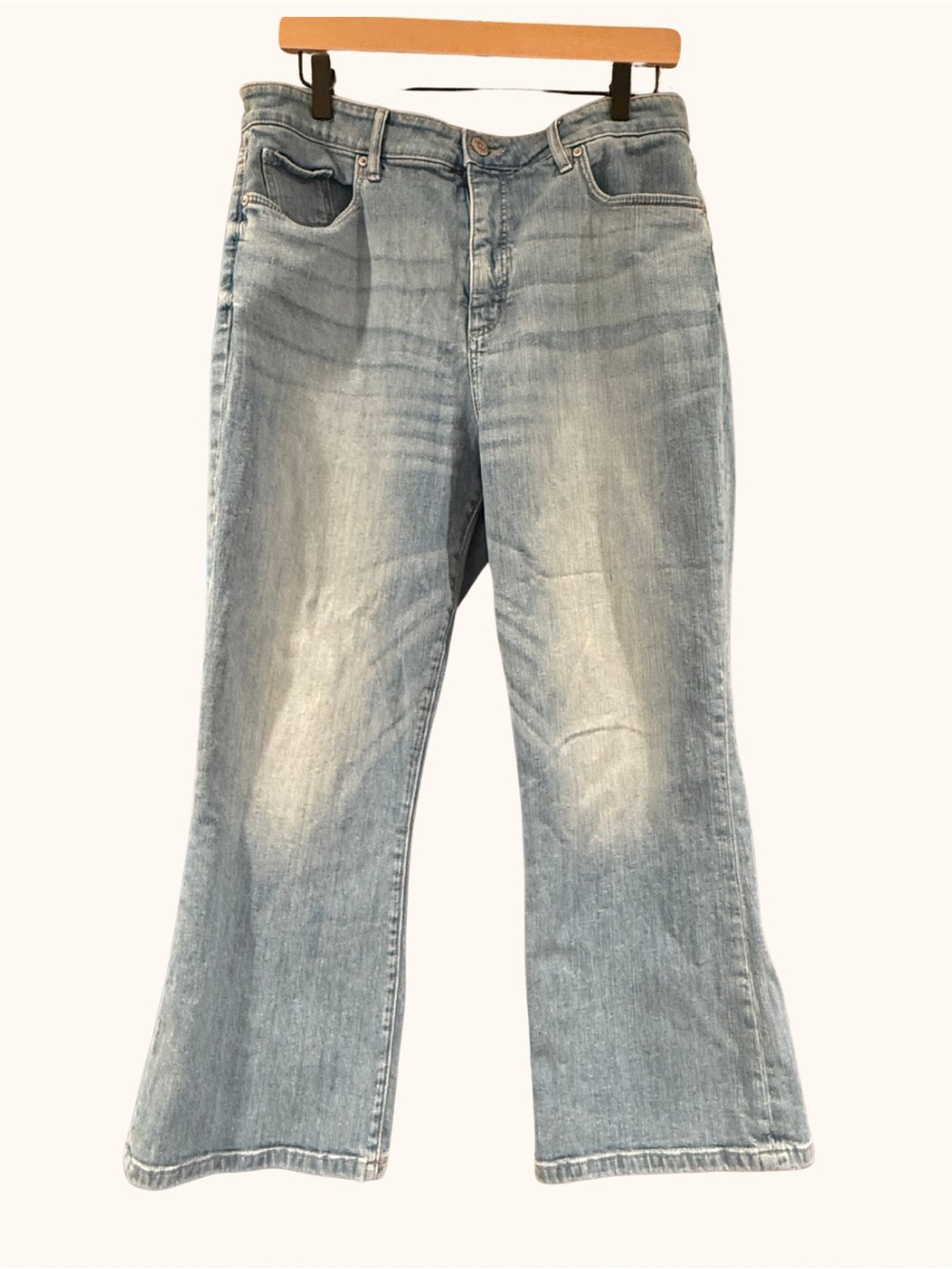 LOFT Curvy High Waist Kick Crop Jeans Size 14 Medium Wash